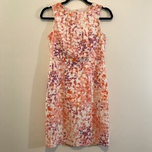 Ann Taylor Pink Orange Purple Printed Midi Dress